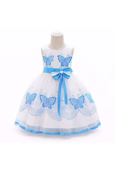 kizu Baby girl satin dress with bow and butterfly print 0-3 months