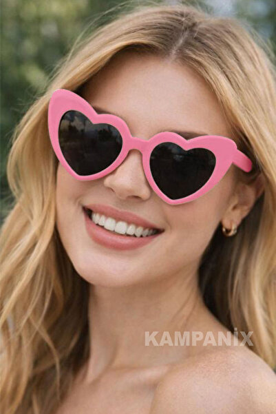 KAMPANİX نظارات نسائية بإطار على شكل قلب وردي لحفلات أعياد الميلاد وحفلات الز...