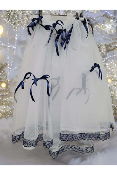 OBSIDION Decor CRISTELNITA - din tulle - fundite - alb - albastru inchis