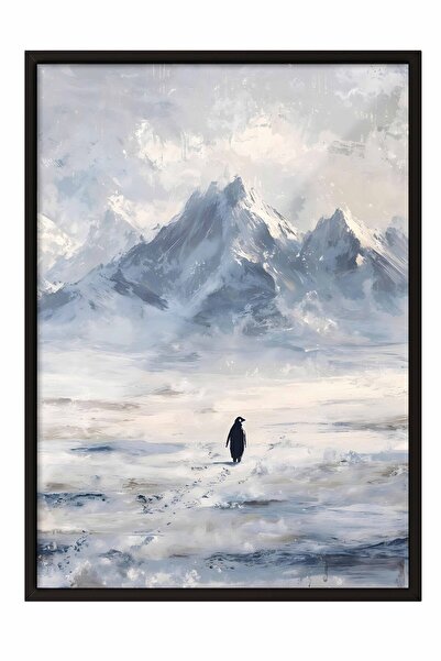 Postifull Nihilist Penguen Çerçeveli Poster, Siyah Çerçeveli Tablo, Yürüyen P...