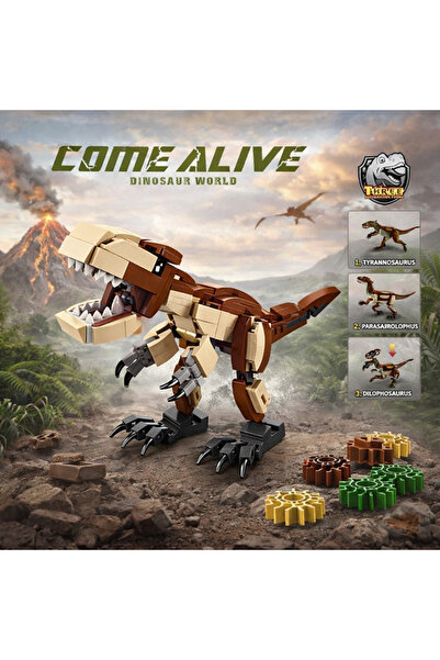 TRUST STORE مجموعة بناء الديناصورات من دايناصور بارادايس، 304 قطعة - مكعبات ع...