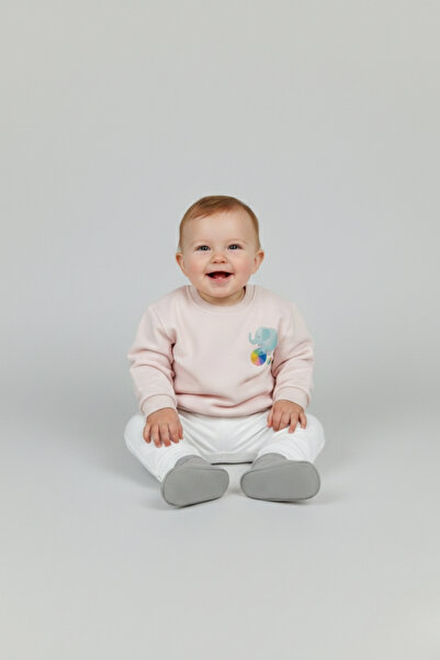 LOGO AKSESUAR سويت شيرت بناتي من القطن الملون المطبوع قصة فضفاضة 3 Thread