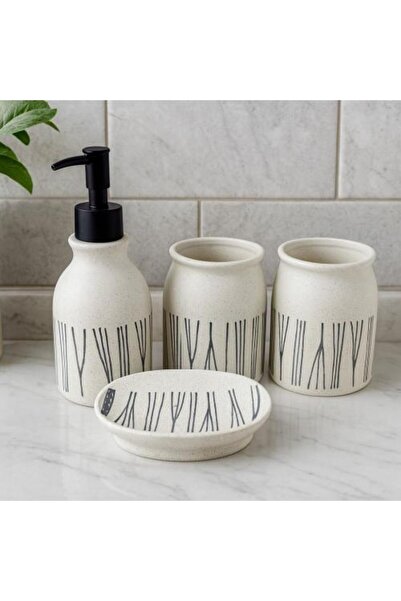 Generic طقم حمام سيراميك بنمط عصري - 4 قطع