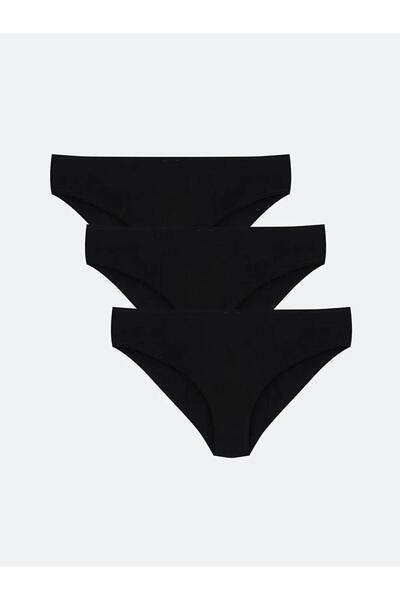 LC Waikiki Black Plain Bikini Panties 3-Pack (S6)