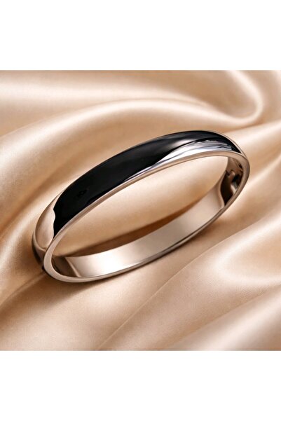 stainless steell سوار فضي بيضاوي الشكل من الفولاذ