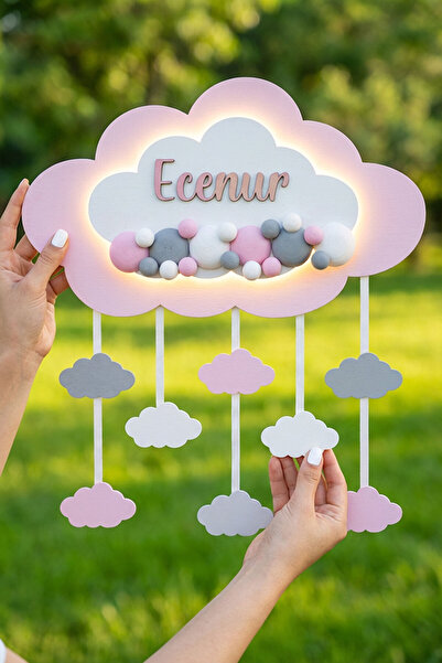 Agulab Bubble Bulut Işıklı Kapı Süsü- Bulut Bebek İsimli Kapı Süsü- Bulut Işı...