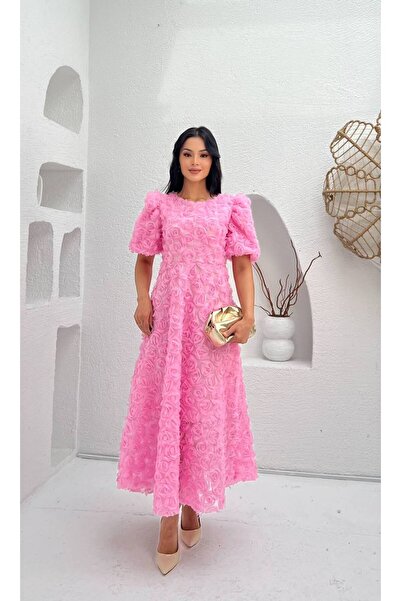 asyadabutik Women's Rose Detailed Special Design Dress