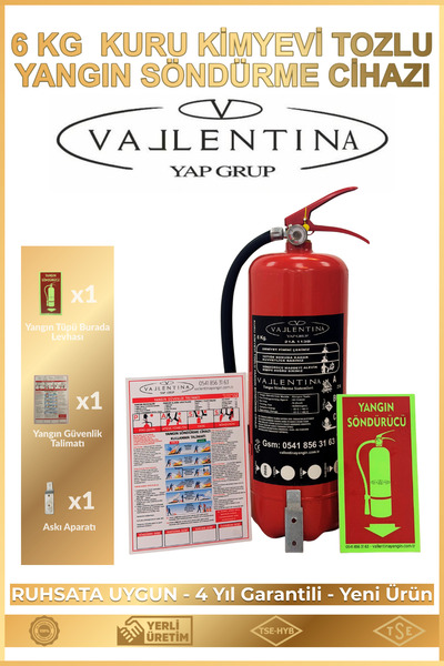 VALLENTİNA 6 KG TOZLU YANGIN SÖNDÜRME CİHAZI RUHSATA UYGUN TSE-HYB/CE BELGELİ...