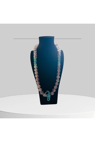 Butik Pembe iri inci ucunda cam denizatı detaylı kadın kolye sevgililer günü ...