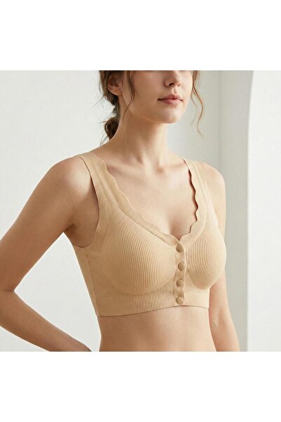 To Bare Rahat Lazer Kesim Fitilli Crop Kadın Dikişsiz Toparlayıcı Düğmeli Büs...