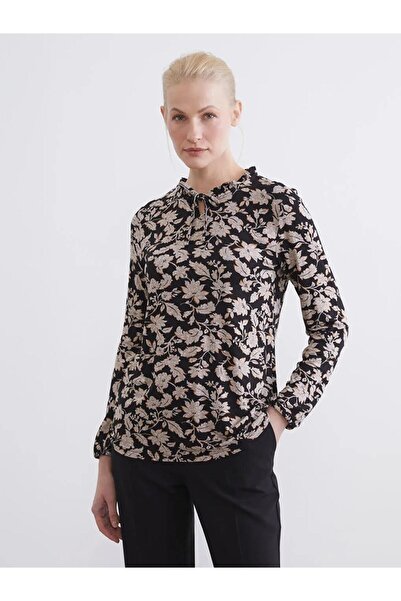 LC Waikiki Black Tie-Neck Floral Blouse (S6)