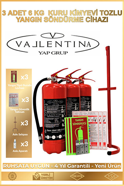 VALLENTİNA 6KG TOZLU YANGIN SÖNDÜRME CİHAZI RUHSATA UYGUN TSE-HYB/CEBELGELİ(T...