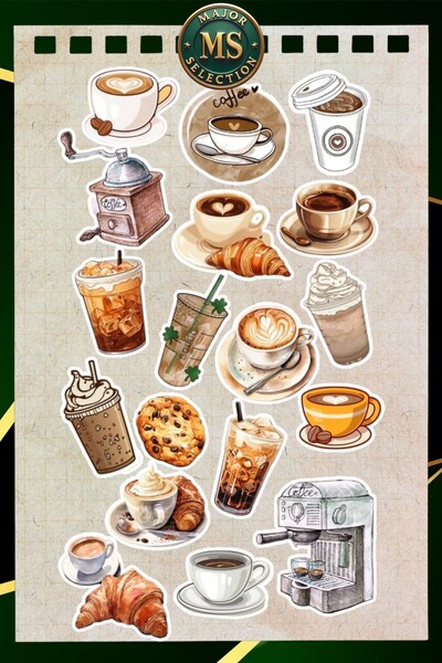Major Selection Vintage Coffee Sticker Set Waterproof Label