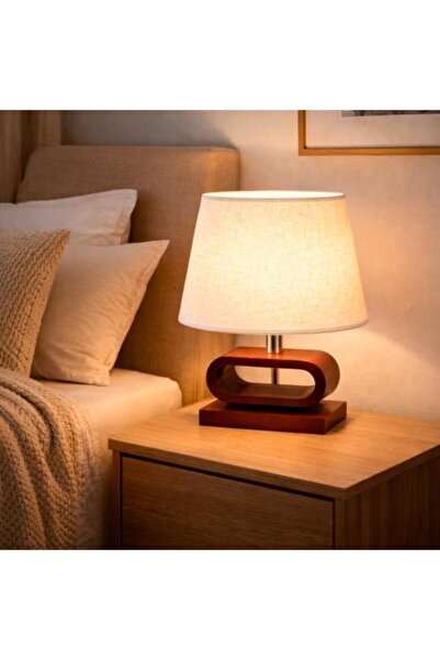 Generic Wooden Table Lamp with Warm Light and Modern Design