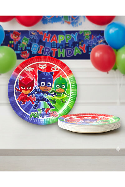 Evabrite Pj Mask Pijamaskeliler Themed Birthday Party Plate – 22 cm |   24 Pe...