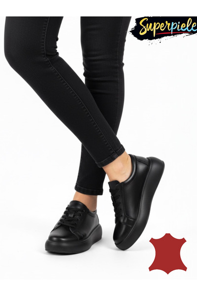 ANGEL BLUE Casual women's sneakers made of genuine leather with lace closure,...