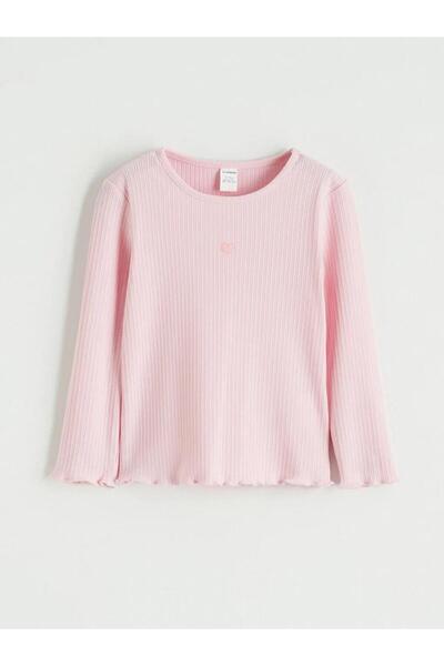 LC Waikiki Μαύρο μπλουζάκι για κορίτσια με κέντημα καρδιάς σε λαιμόκοψη ποδηλ...