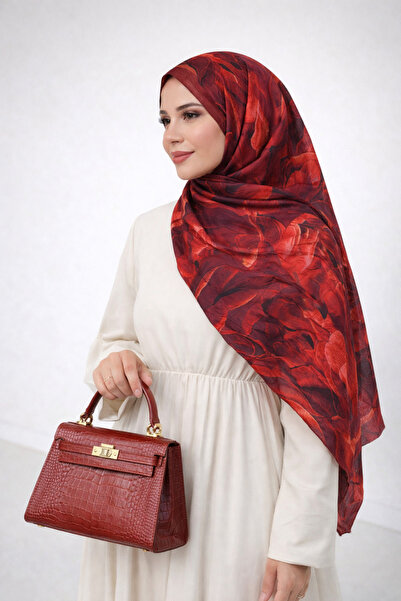 MİNELEŞARP34 Mineşarpt Red Tile Shades Bamboo King Shawl Cotton Never Slips