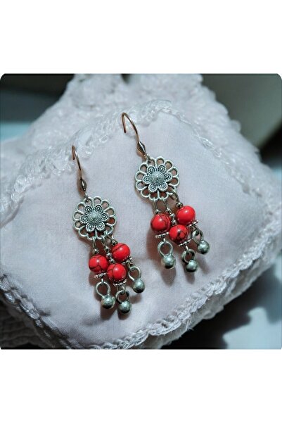 Birtakı'm Şeyler Authentic Crimped Howlite Stone Handmade Earrings