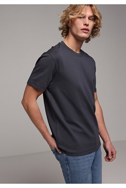 Colin's Regular Fit Round Neck Plain Men's Navy Blue Short Sleeve T-Shirt