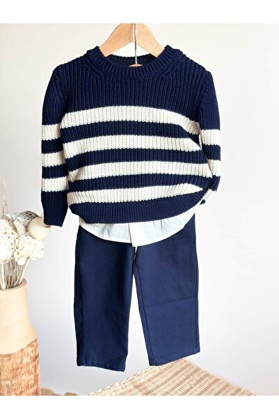 Pinkitokids طقم للأولاد يتكون من قميص تريكو مزين وبنطلون قماشي