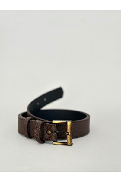 ERDESIGNN Women's Bitter Brown Antique Gold Buckle Women's Belt