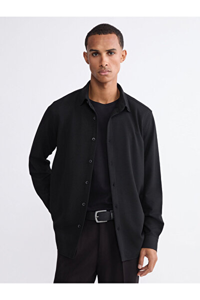 LC Waikiki قميص رجالي أسود ضيق من مجموعة إلسيفا