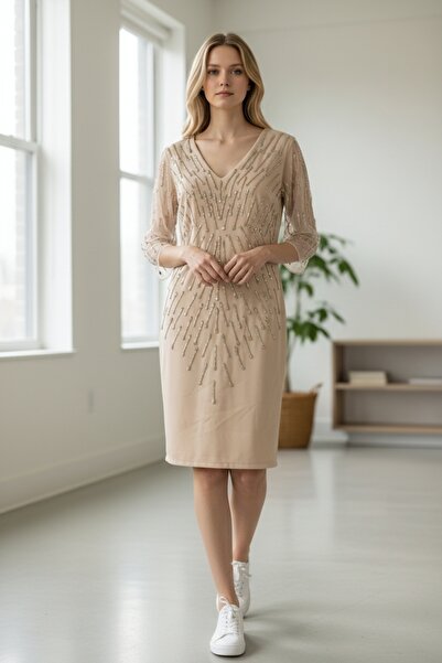 modayiğit Taş İnci boncuk işlemeli kadın abiye