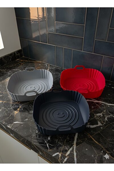 Lexa Yanmaz Yapışmaz Yıkanabilir Kare Silikon Kulplu Airfryer kalıbı 1 Adet R...