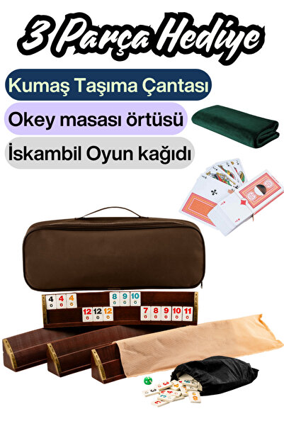 Allians Eser Oval Okey Takımı, Doğal Ahşap Oyun Seti, 101 Parça, Masif ve Hed...