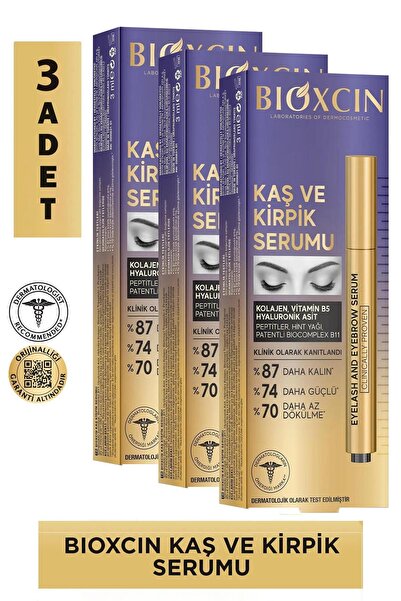Bioxcin Kolajen ve Hyaluronik Asit İçerikli Kaş ve Kirpik Serumu 3 ml 3 Adet
