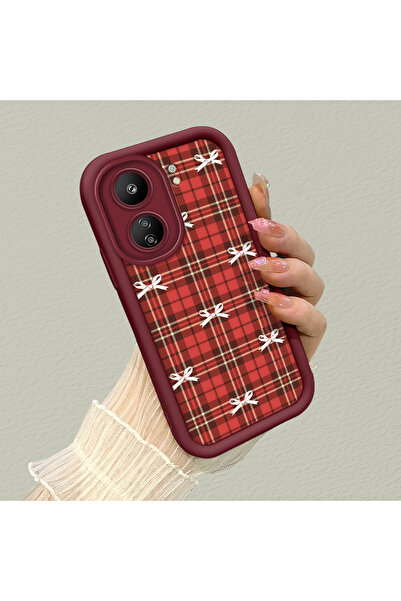 SLIMFELT جراب سيليكون أنيق عالي الجودة بلون أحمر داكن متوافق مع ريدمي 13C، يم...