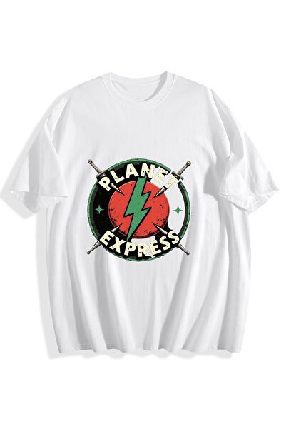 MIXSNOW تيشيرت رجالي قطني مطبوع - شعار بلانيت إكسبريس مع سيف