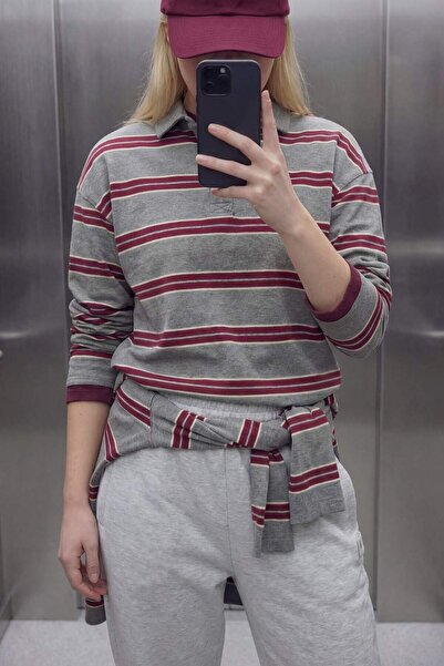 DeFacto Loose Fit Striped Sweatshirt G9469Ax26Sp