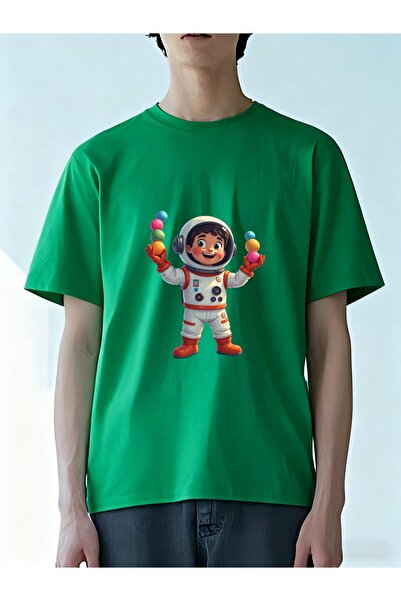 MIXSNOW Men Printed Cotton T-Shirt - Astronaut juggling colorful balls