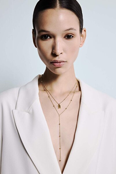 DeFacto Women's Silver 2-Piece Steel Necklace G2853Axns