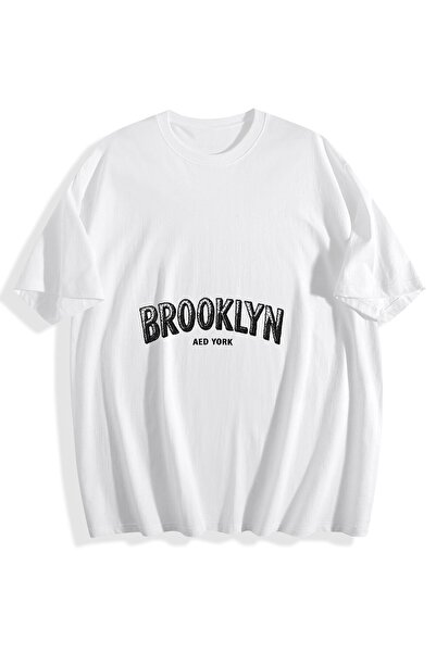 MIXSNOW تيشيرت رجالي قطني مطبوع - كلمة بروكلين مع نص إضافي