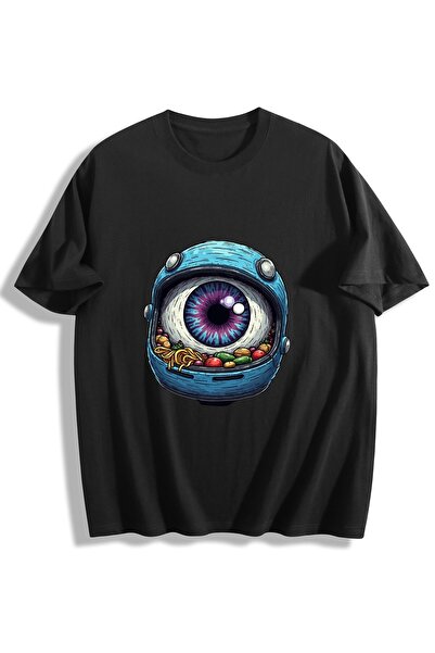MIXSNOW Men Printed Cotton T-Shirt - Eye in blue helmet with foods