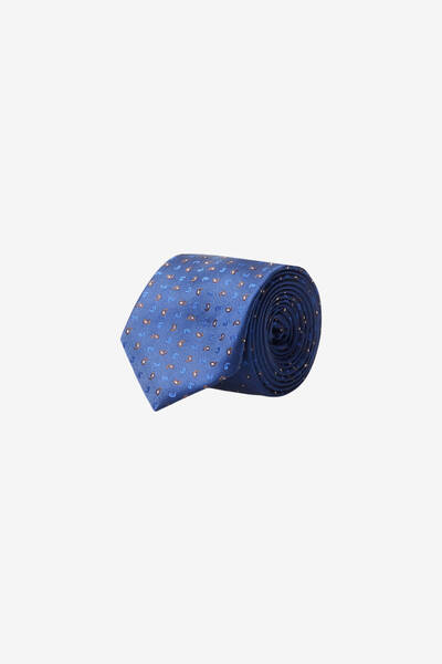 ALTINYILDIZ CLASSICS Men's Navy Blue-Brown Silk Fabric Tie