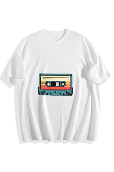 MIXSNOW Men Printed Cotton T-Shirt - A colorful audio cassette tape
