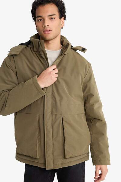 DeFacto Palton cu glugă, rezistent la apă, cu croială subțire F5690AX25WN