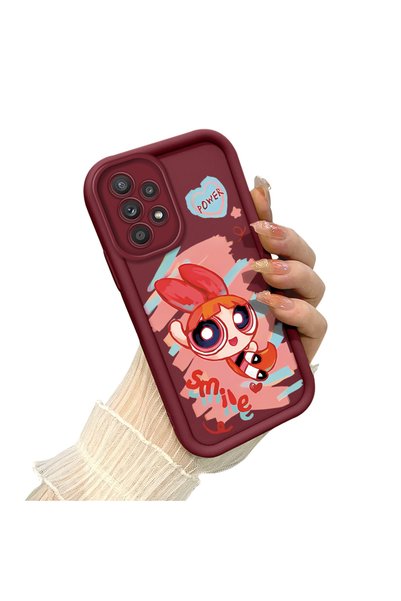 SLIMFELT Samsung Galaxy A52 5g Compatible Claret Red Color Character Patterned Silicone Shock Absorbing Phone Case