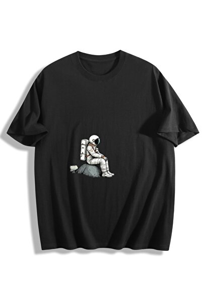 MIXSNOW Men Printed Cotton T-Shirt - Astronaut sitting on rock alone