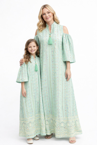 RONZA جلابيه الام والبنت مطرزه