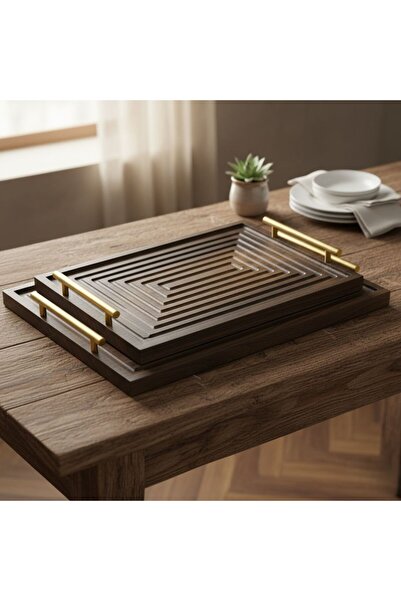 Generic 2 wooden trays set, classic design