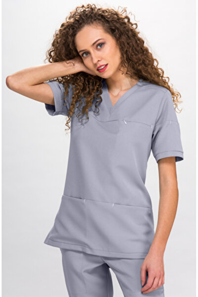 unkown AVA Women's Medical Scrub Top in Grey by Eldan - Design
