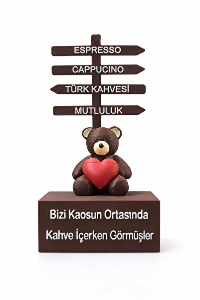 edoy Kahve Temalı Ayıcık Biblo – Mutfak & Ofis Dekoru, Sevimli Tasarım, Hediy...