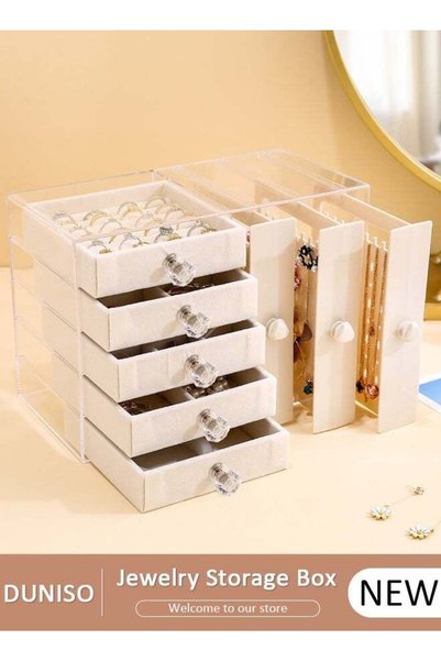 DUNISO Jewelry Storage Box, 5 Tier Large Jewelry Box for Women, Acrylic Jewel...