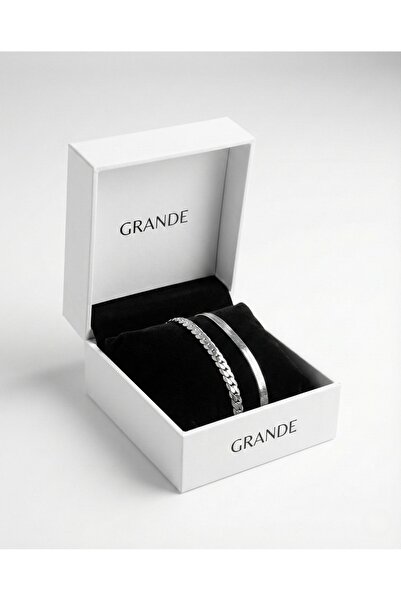 GrandeAccessory Italian Double Steel Bracelet Set Special for Valentine's Day