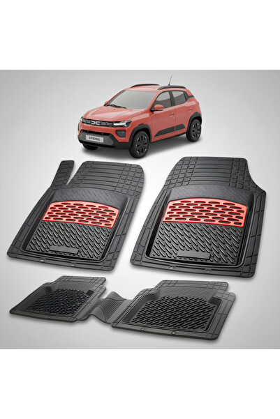 TEAMCAR Covorașe tip tavă compatibile cu Dacia Spring 2024-2026, roșu